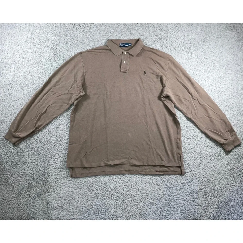 Ralph Lauren Polo Shirt Men 2XL Pony Long Sleeve Neutral Minimalist Basic Casual